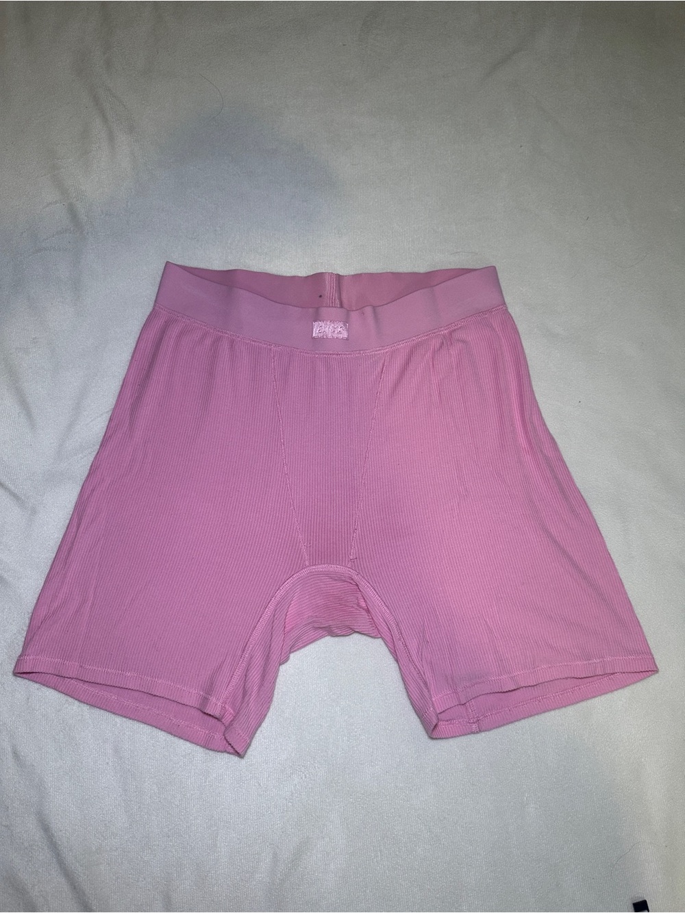 SKIMS Pink Ribbed Modal Biker Shorts Size Medium